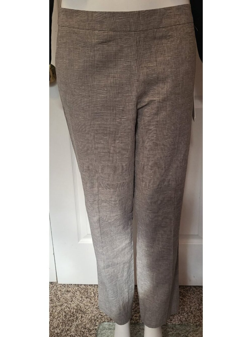 Calvin Klein Dress Pants Gray Plaid Size 10 Linen Blend Zipper NWT